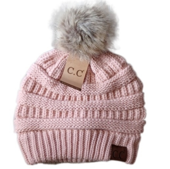 C.C. Accessories - Nwt C.c. Blush Pink Pom Pom Beanie